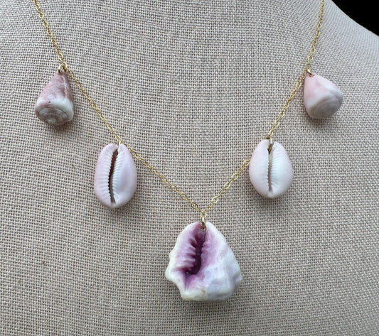 Mulberry Drupe, Cowries, & Cones Necklace