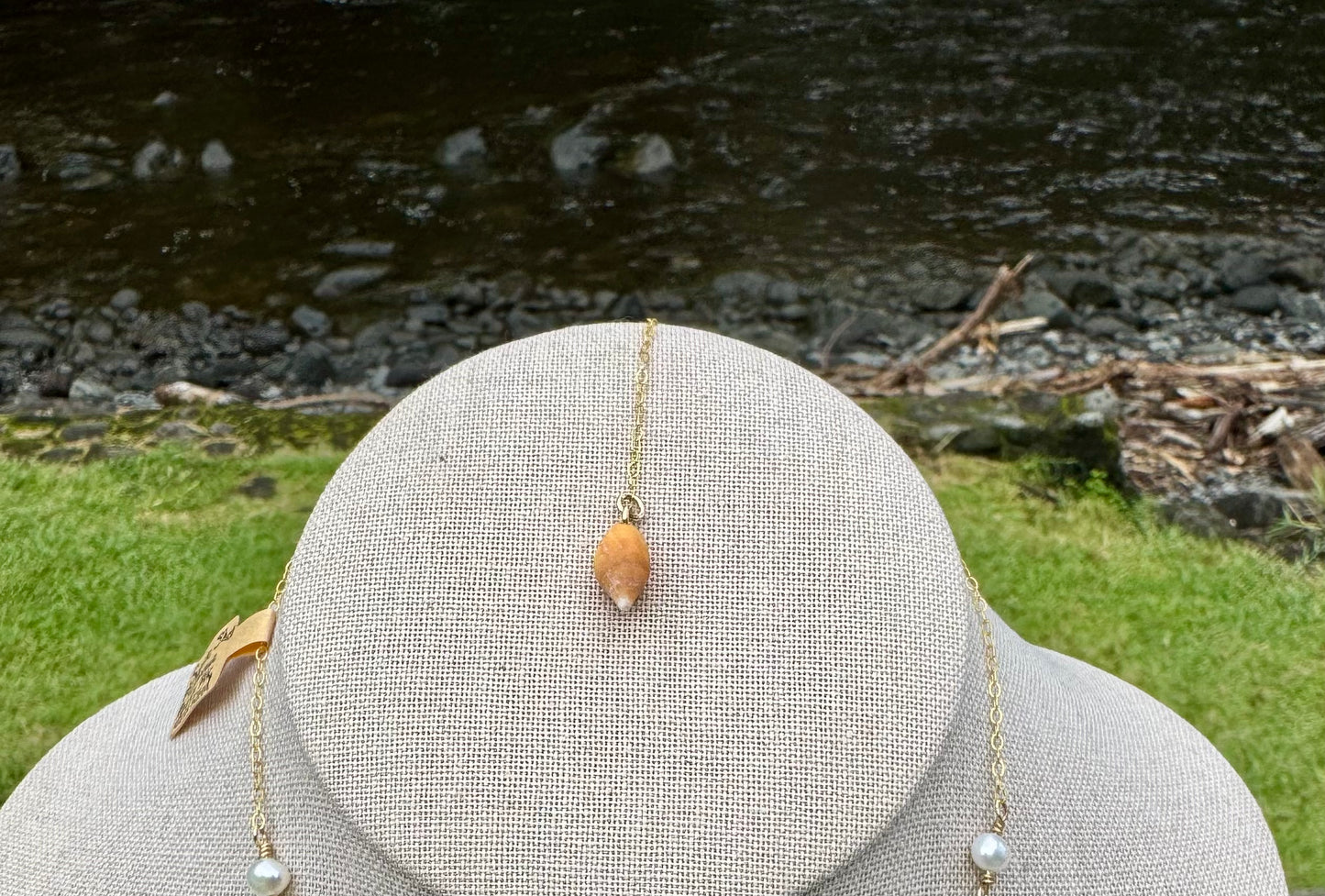 Sunrise Shell Necklace | Freshwater Baroque Pearl Chain
