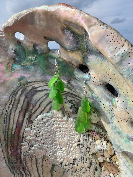 Cascade Green Sea Glass Earrings