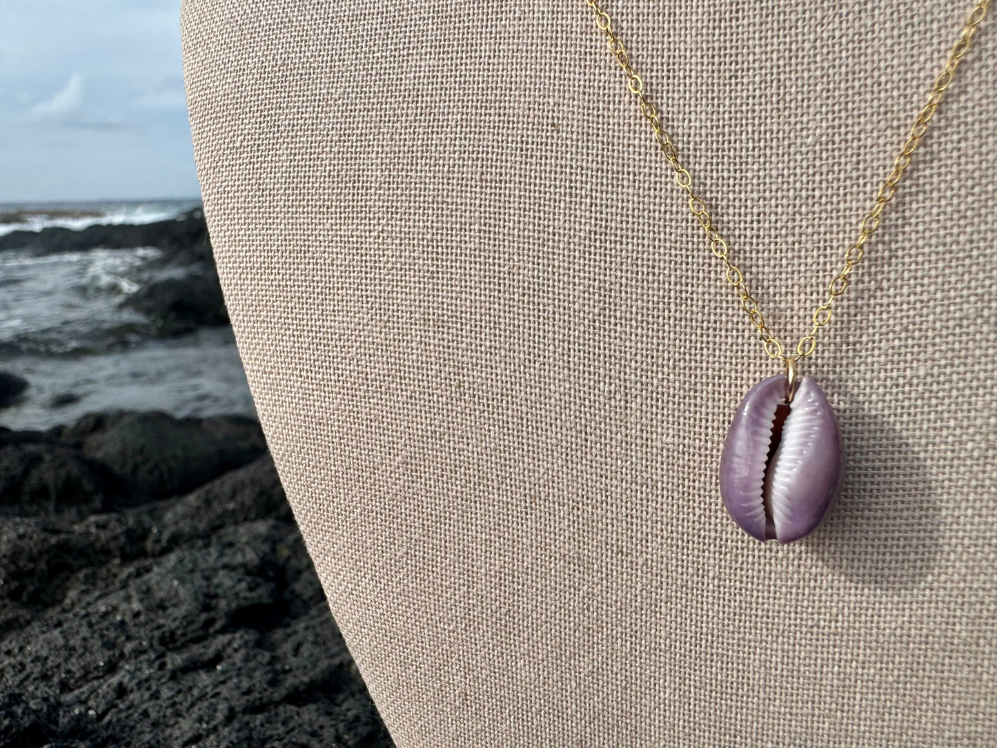 Purple Porous Cowrie Necklace