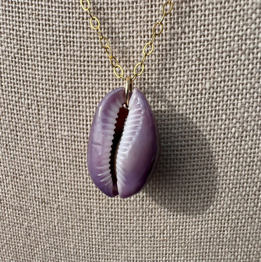 Purple Porous Cowrie Necklace