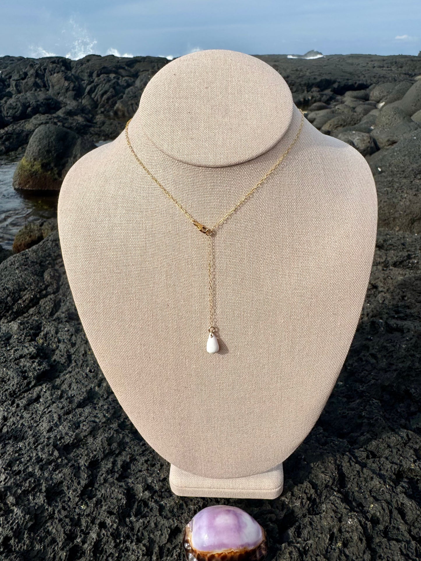 Purple Porous Cowrie Necklace