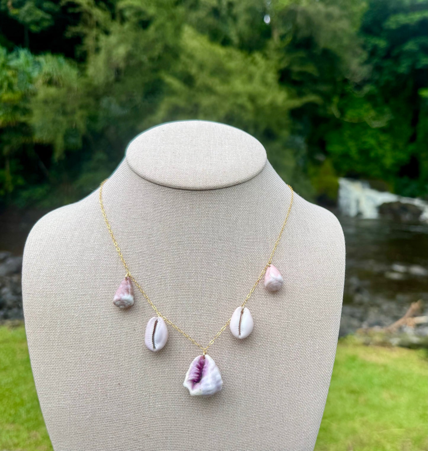 Mulberry Drupe, Cowries, & Cones Necklace