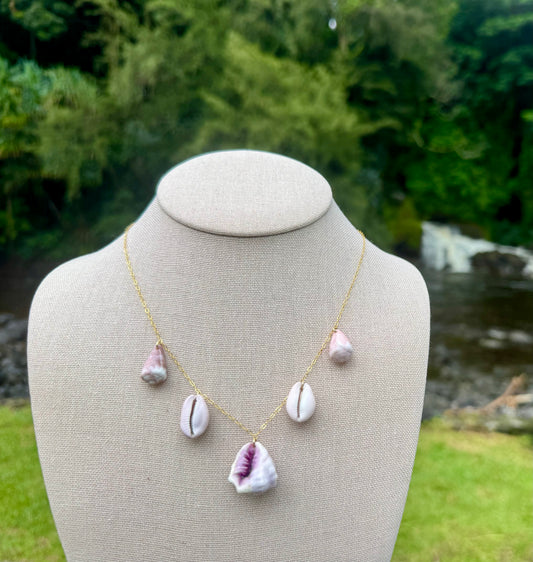 Mulberry Drupe, Cowries, & Cones Necklace