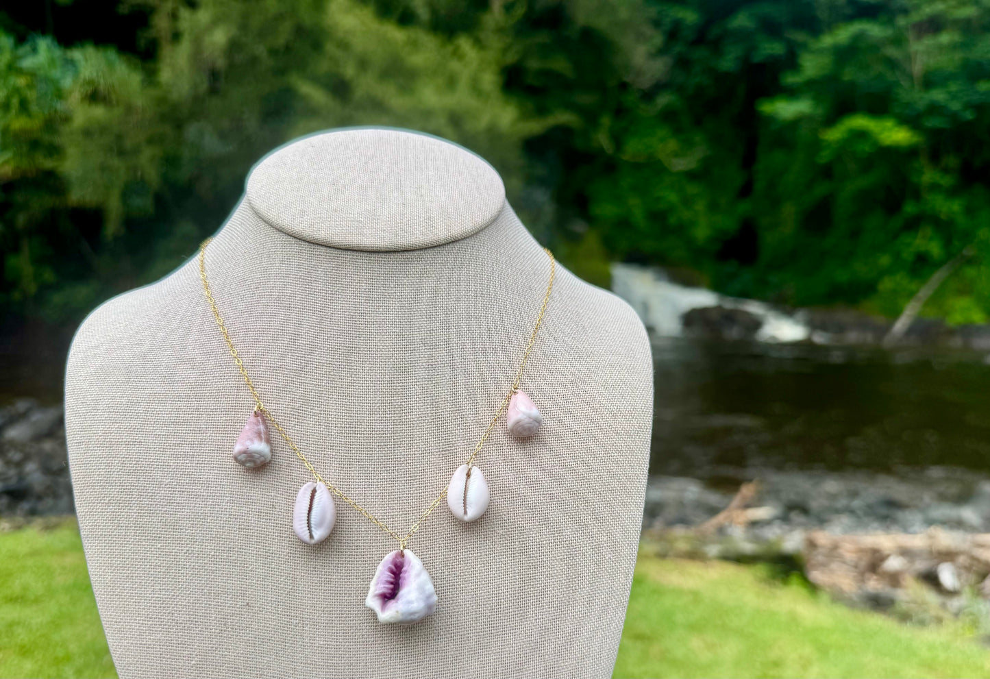 Mulberry Drupe, Cowries, & Cones Necklace