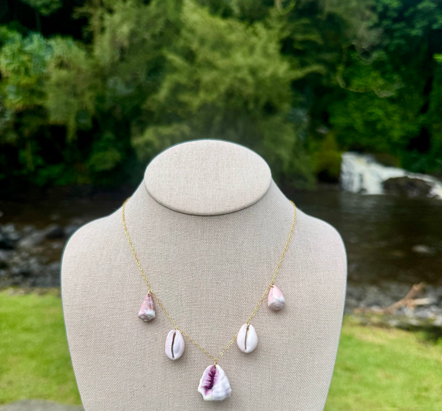 Mulberry Drupe, Cowries, & Cones Necklace