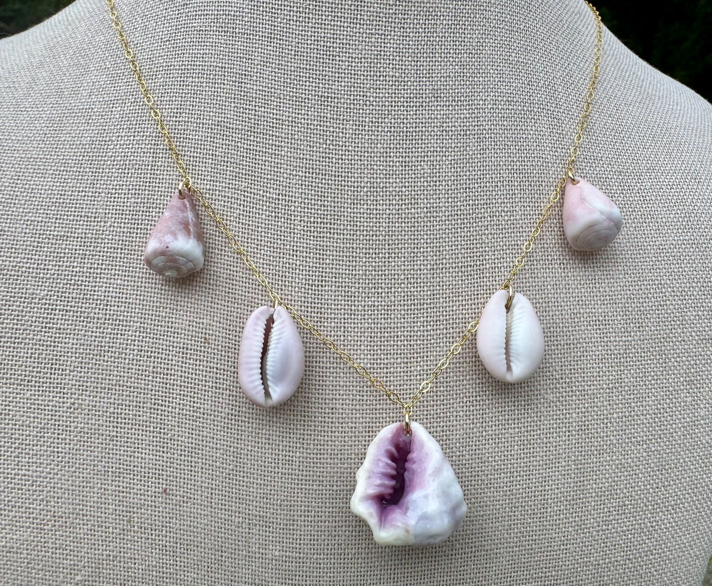 Mulberry Drupe, Cowries, & Cones Necklace