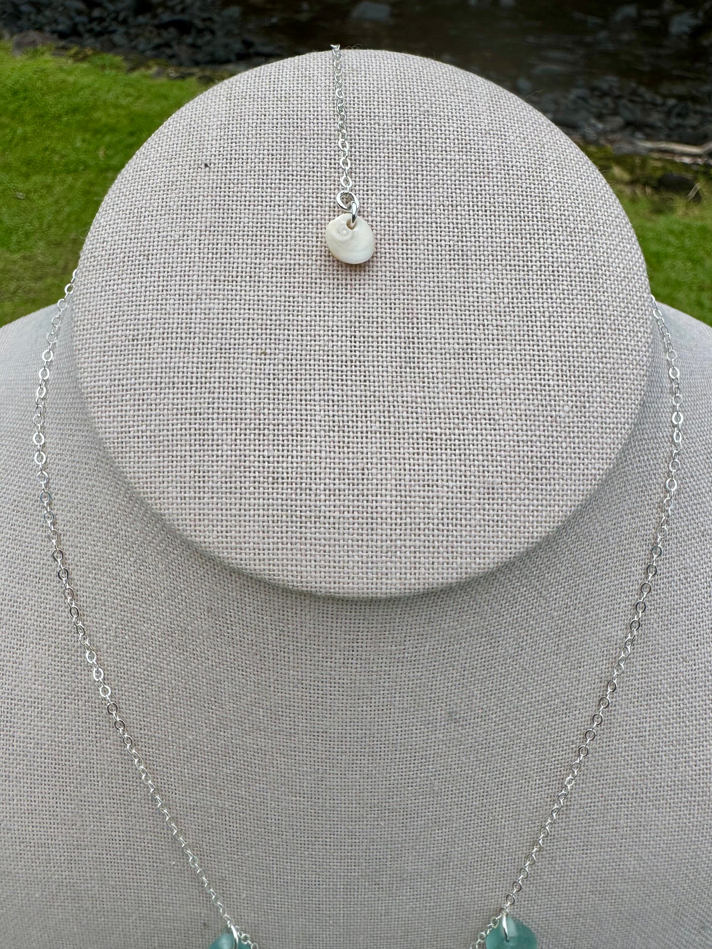 Aqua Sea Glass & Shell Necklace